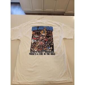 vtg 90s BIG JOHNSON  LADDER 69 Always Ready Whenever There's A Fire  T-Shirt L